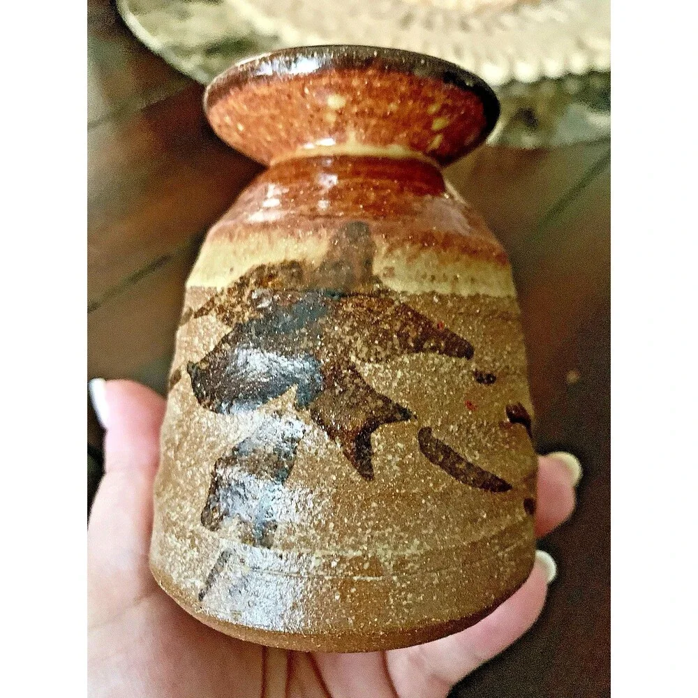 JIM RENO STUDIO ART POTTERY VASE SIGNED BRUTALIST WABI SABI STONEWARE EARTHCORE